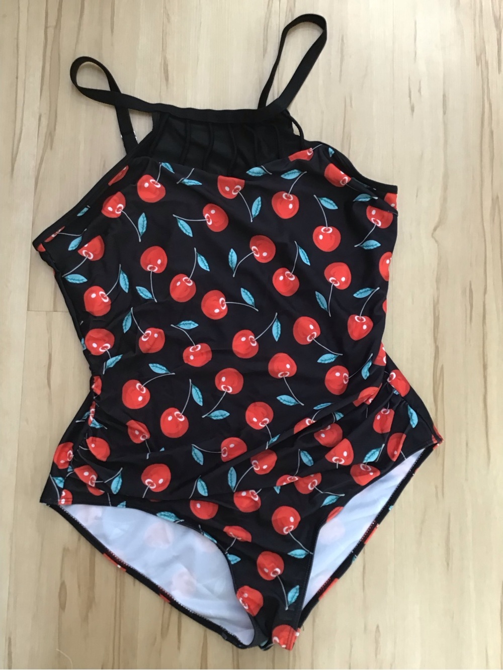 Black Cherry Print One-Piece Swimsuit